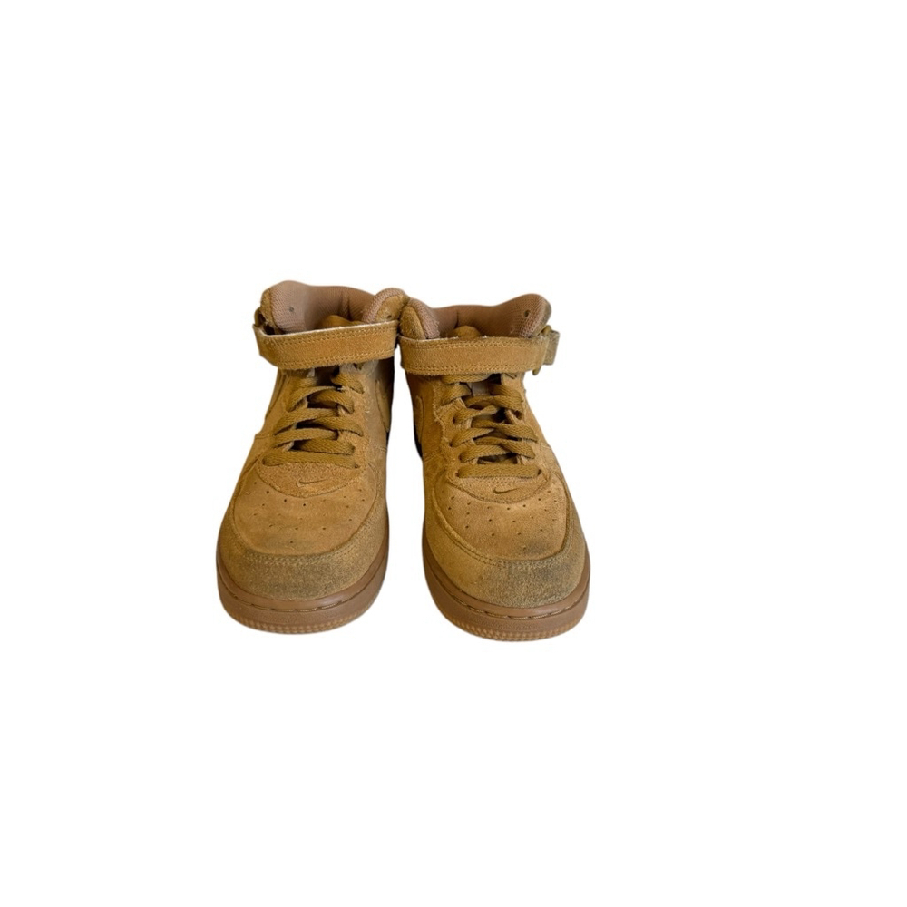 Nike Kids Force 1 Mid Wheat Suede Gum Soles [859337-701] Size 2Y​​​​ - Picture 5 of 8